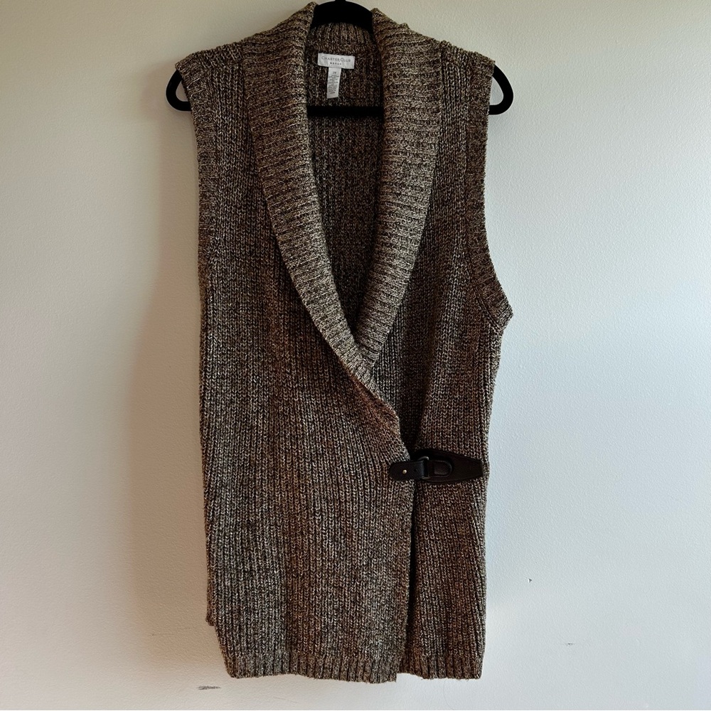 Charter Club Brown Knit Cardigan, belt clasp, internal tie flattering fit, 2X